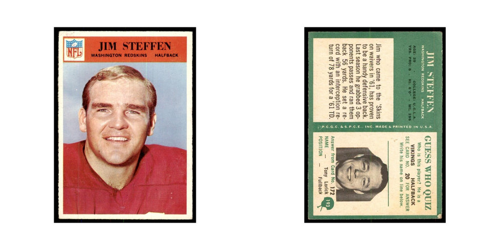1966 Philadelphia Jim Steffen Football Cards #193