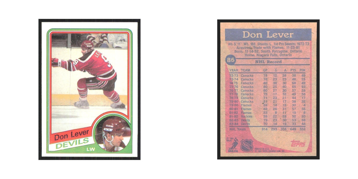 1984 Topps Don Lever New Jersey Devils #86