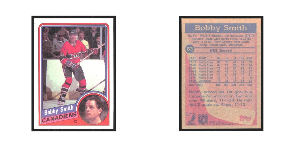 1984 Topps Bobby Smith Montreal Canadiens #83