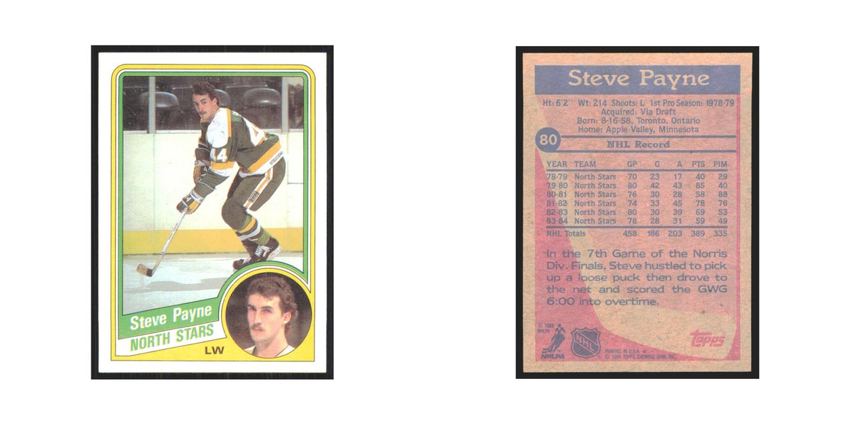 1984 Topps Steve Payne Minnesota North Stars #80