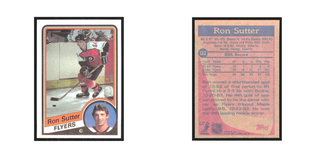 1984 Topps Ron Sutter Philadelphia Flyers #122