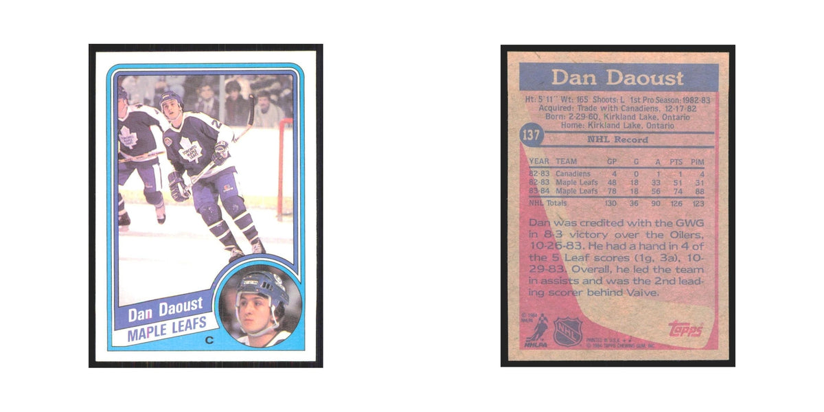 1984 Topps Dan Daoust Toronto Maple Leafs #137