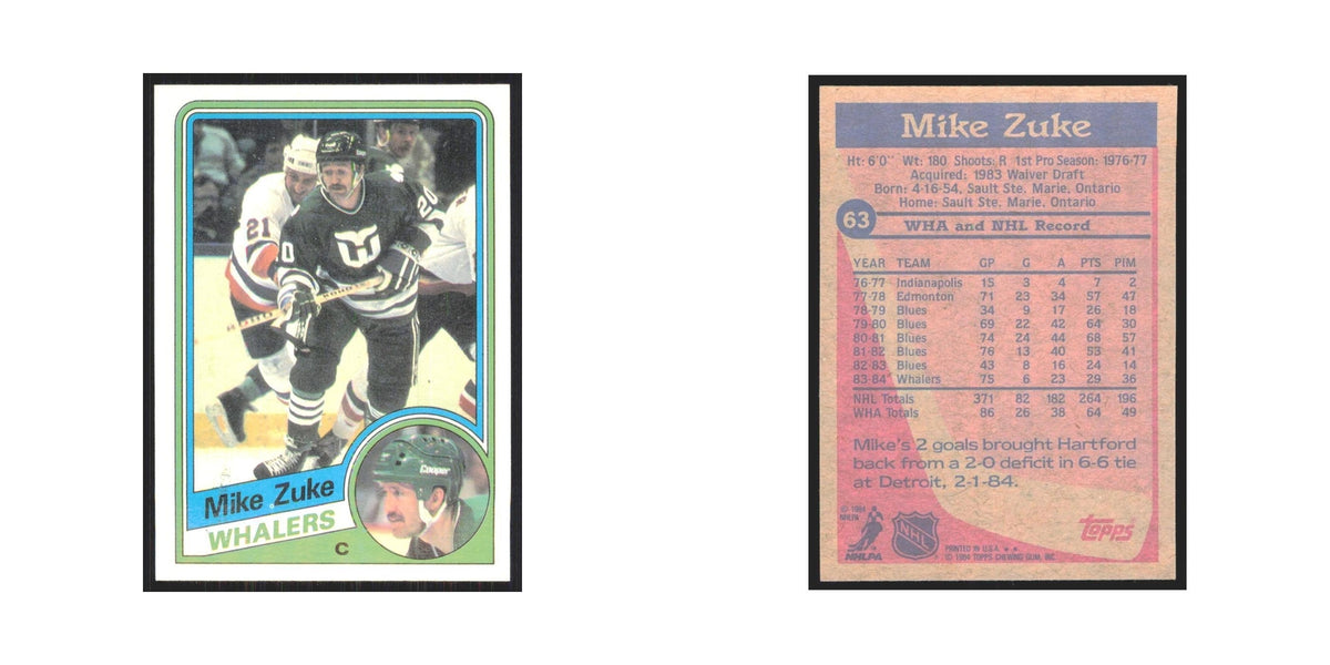 1984 Topps Mike Zuke Hartford Whalers #63