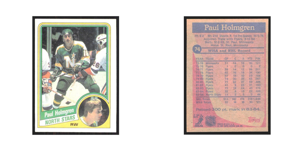 1984 Topps Paul Holmgren Minnesota North Stars #74