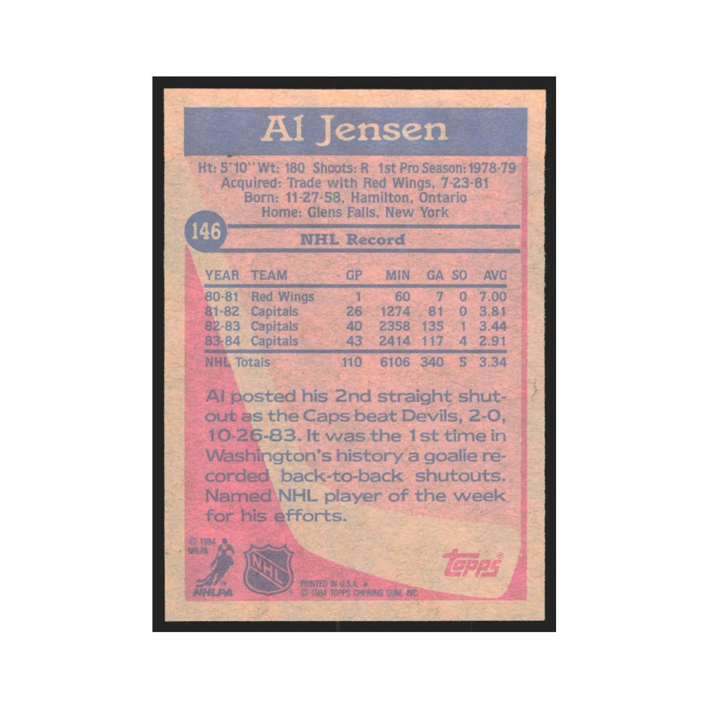 1984 Topps Al Jensen Washington Capitals #146