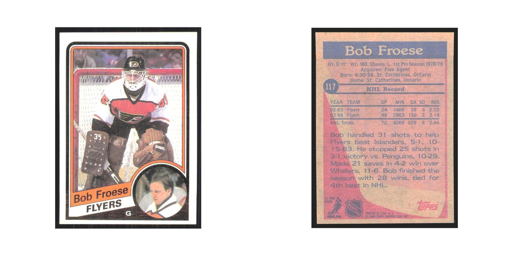 1984 Topps Bob Froese Philadelphia Flyers #117