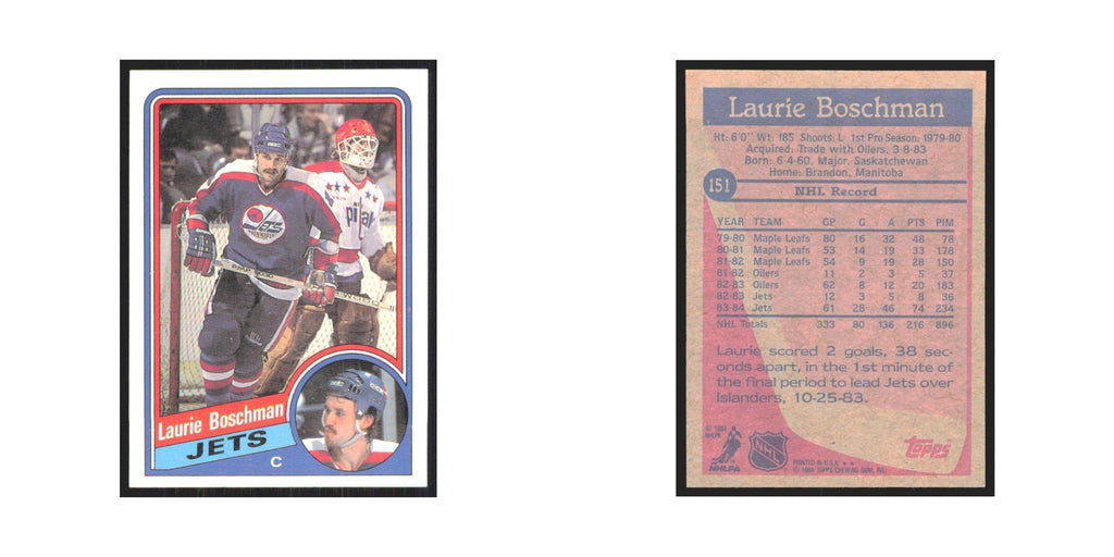 1984 Topps Laurie Boschman Winnipeg Jets #151