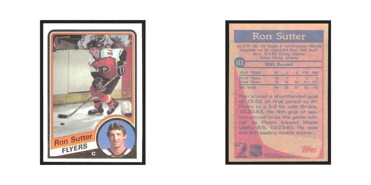 1984 Topps Ron Sutter Philadelphia Flyers #122