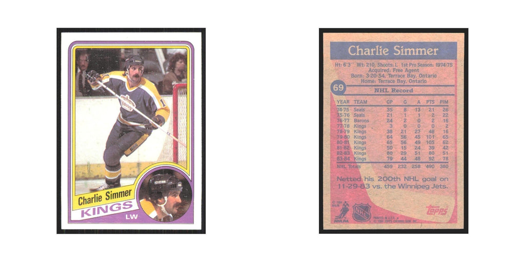 1984 Topps Charlie Simmer Los Angeles Kings #69