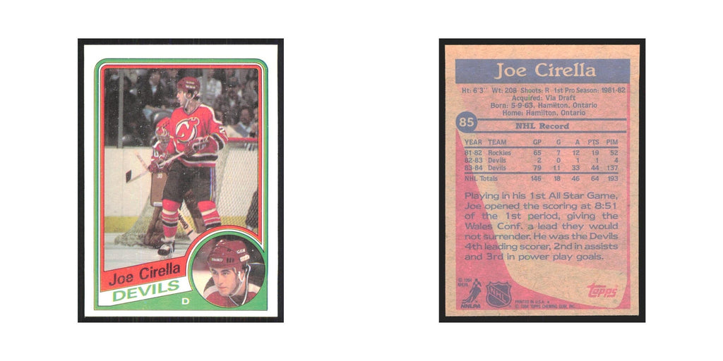 1984 Topps Joe Cirella New Jersey Devils #85