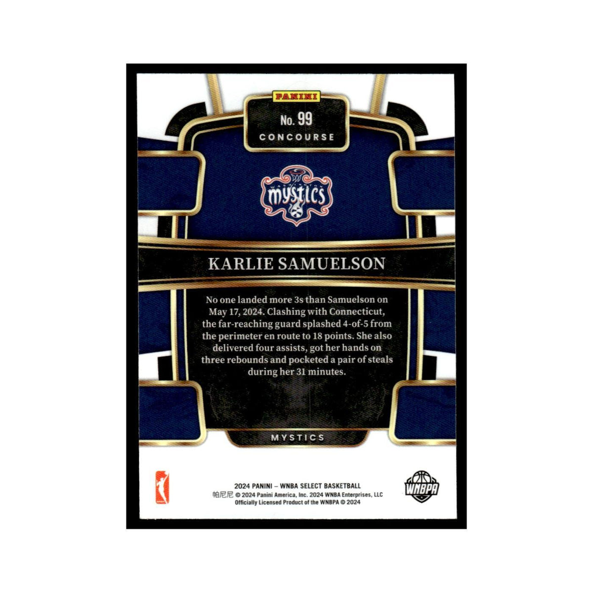 Karlie Samuelson 2024 Panini WNBA Select #99 Washington Mystics NM