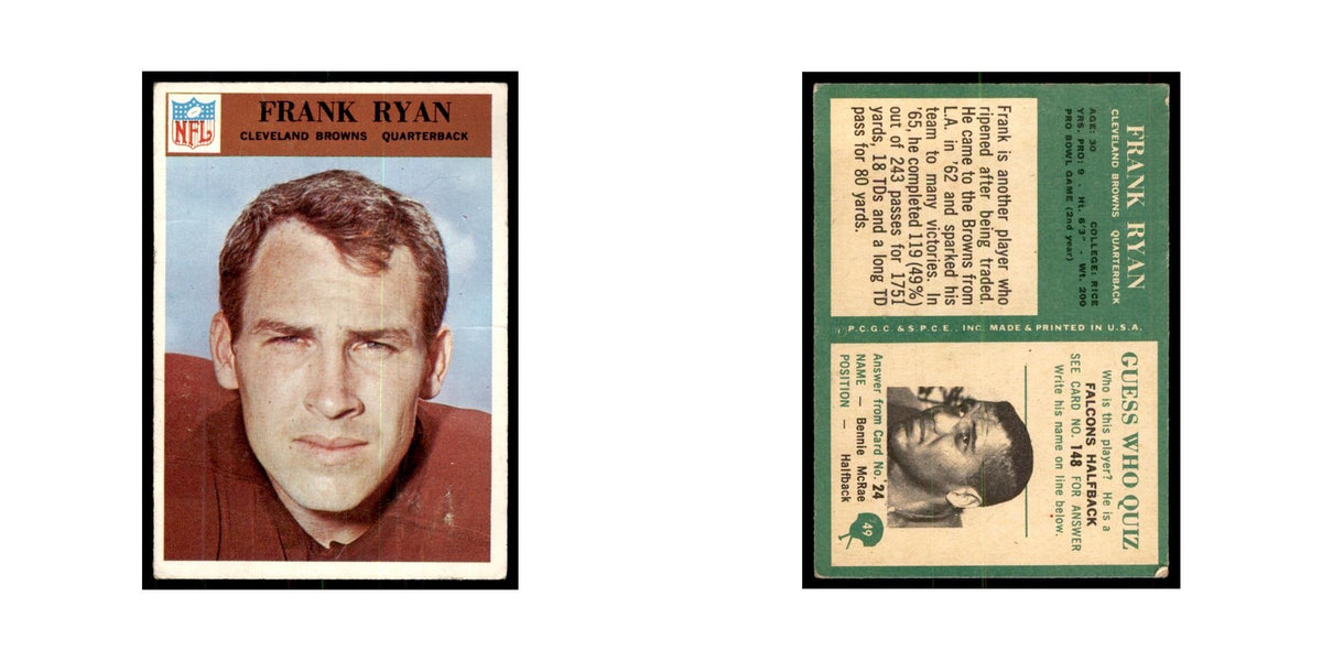 1966 Philadelphia (damaged) Frank Ryan Football Cards #49