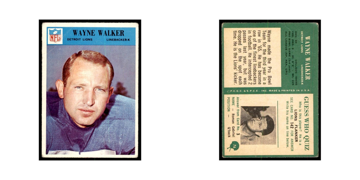 1966 Philadelphia (damaged) wayne Walker Football Cards #76