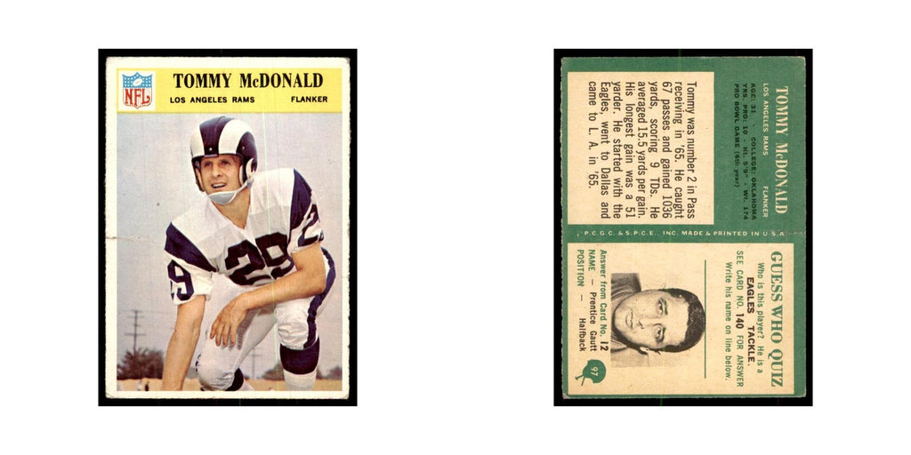 1966 Philadelphia (damaged) Tommy McDonals Football Cards #97