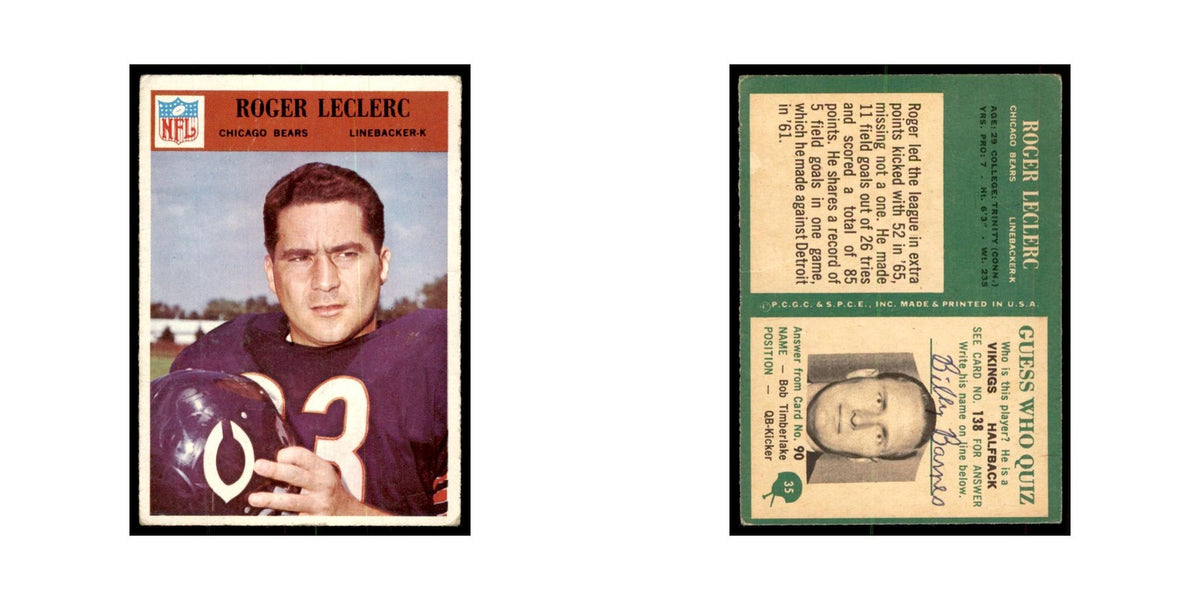 1966 Philadelphia (damaged) Roger LeClerc Football Cards #35