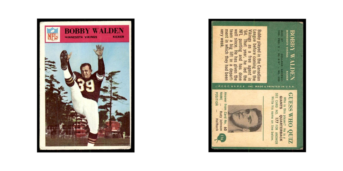 1966 Philadelphia (damaged) Bobby Walden Football Cards #116