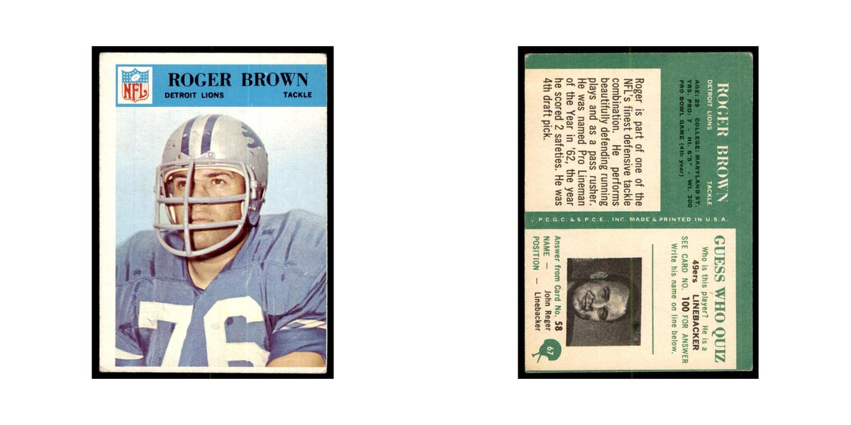 1966 Philadelphia (damaged) Roger Brown Football Cards #67