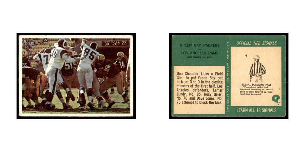 1966 Philadelphia (damaged) Packers/Rams Football Cards #91