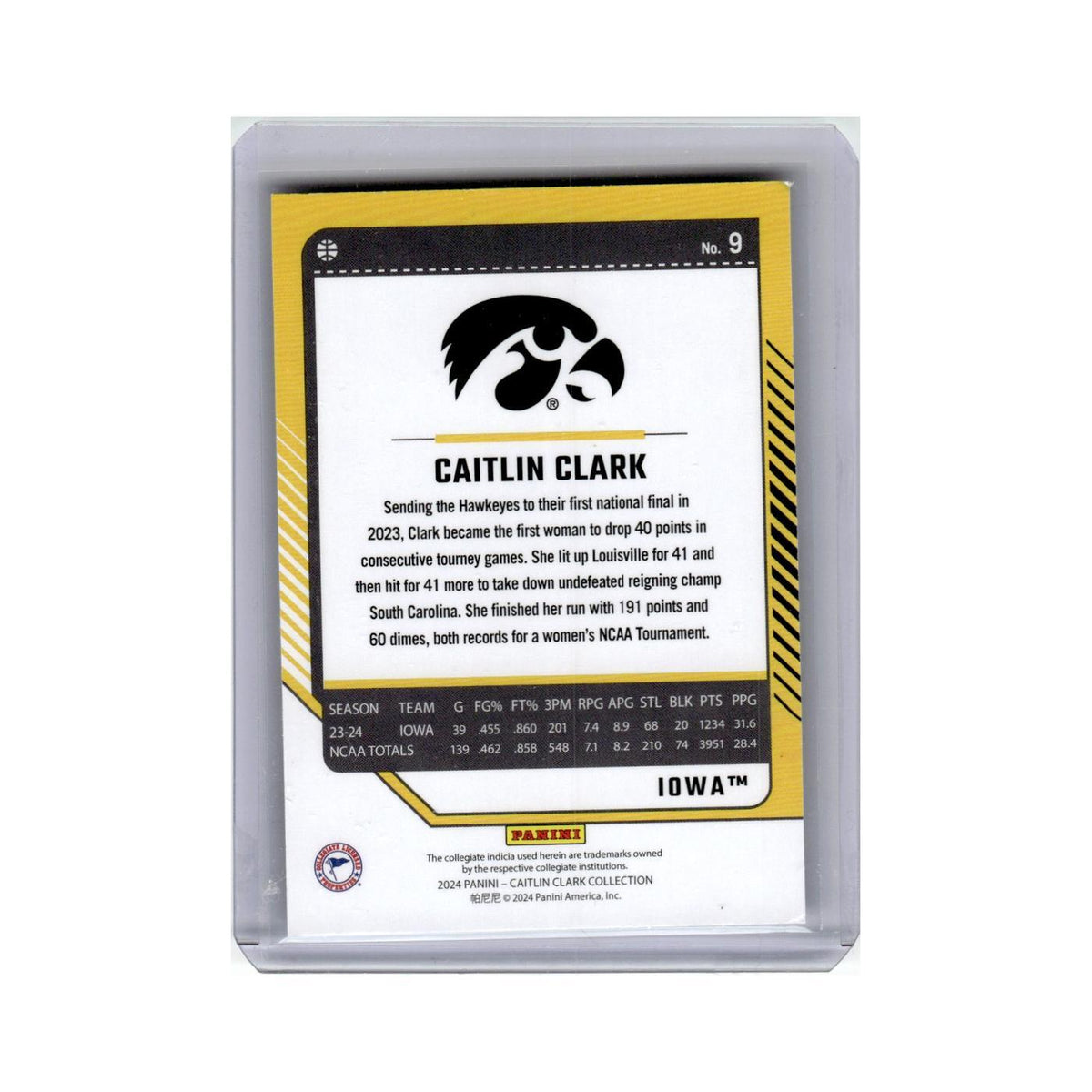 Caitlin Clark 2024 Donruss Caitlin Clark Collection #9 Iowa Hawkeyes NM