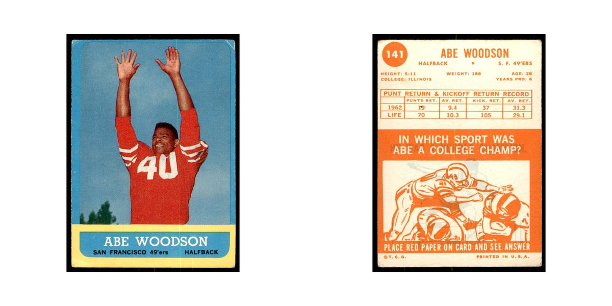 1963 Topps Abe Woodson Football Cards #141