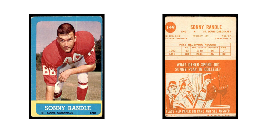 1963 Topps Sonny Randle Football Cards #149