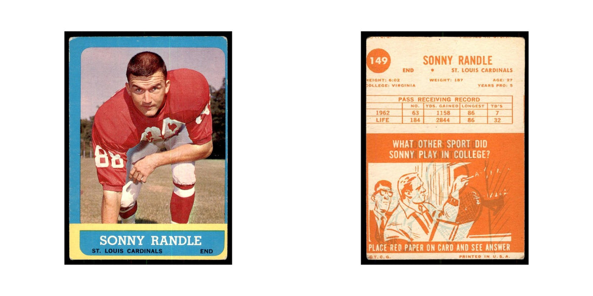 1963 Topps Sonny Randle Football Cards #149