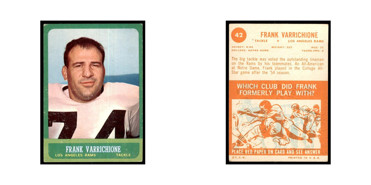 1963 Topps Frank Varrichione Football Cards #42