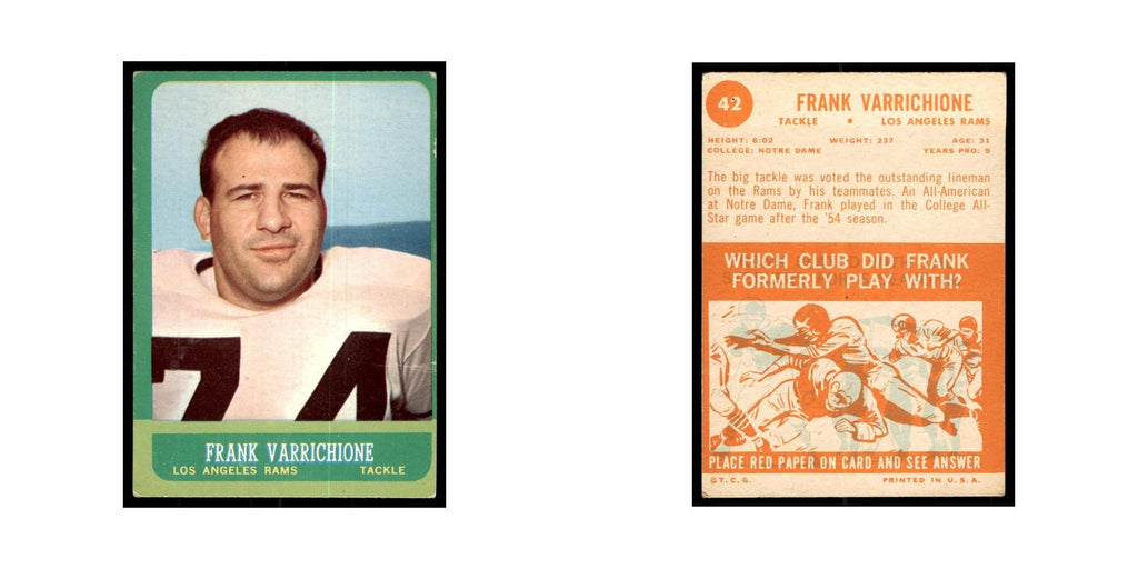 1963 Topps Frank Varrichione Football Cards #42