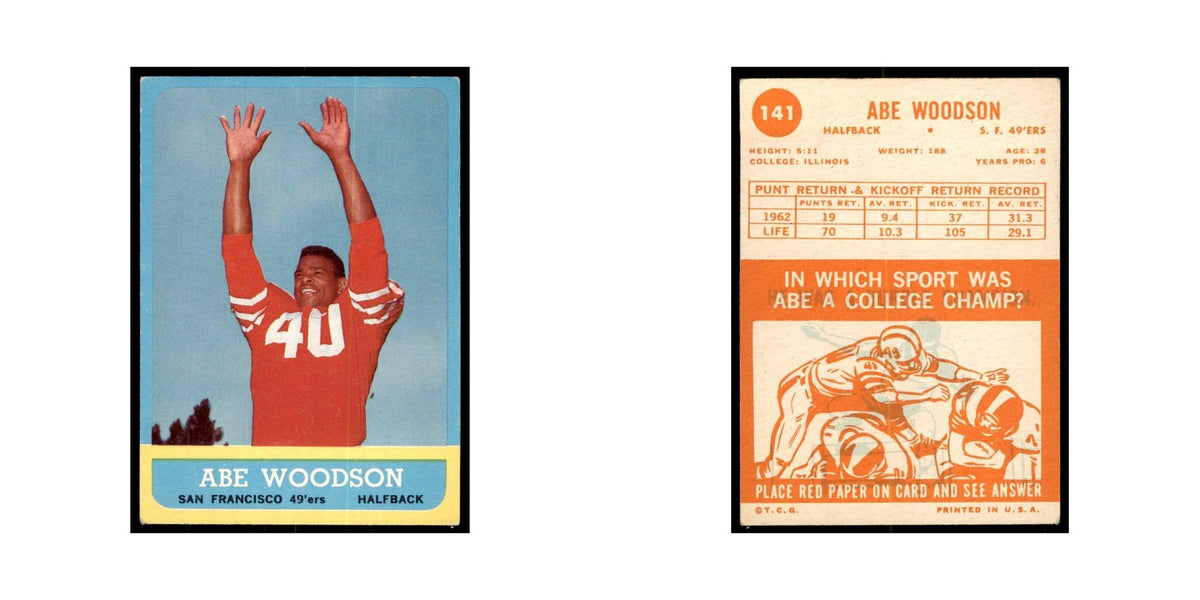 1963 Topps Abe Woodson Football Cards #141
