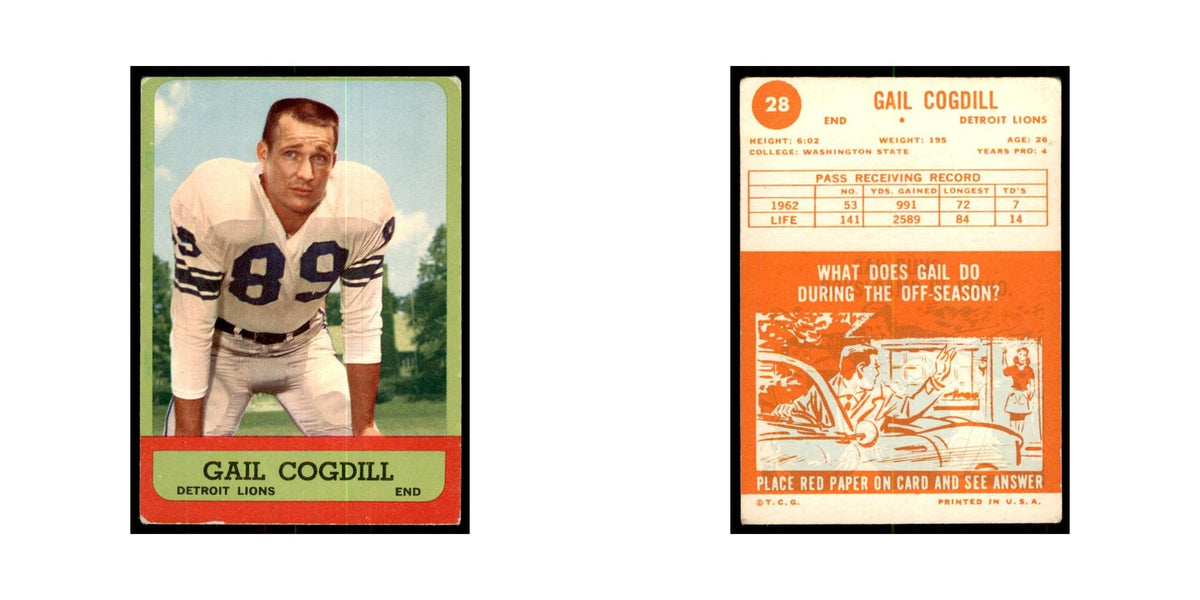1963 Topps Gail Cogdill Football Cards #28