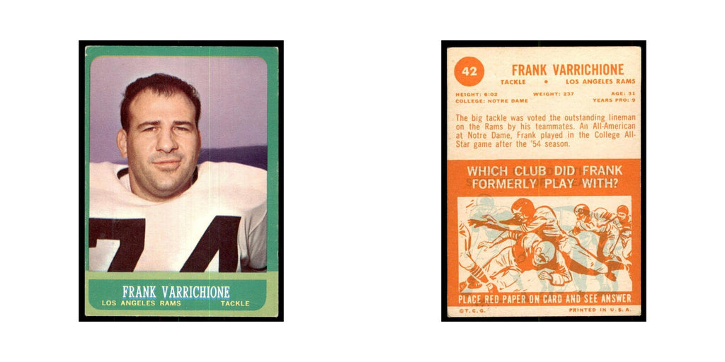 1963 Topps Frank Varrichione Football Cards #42