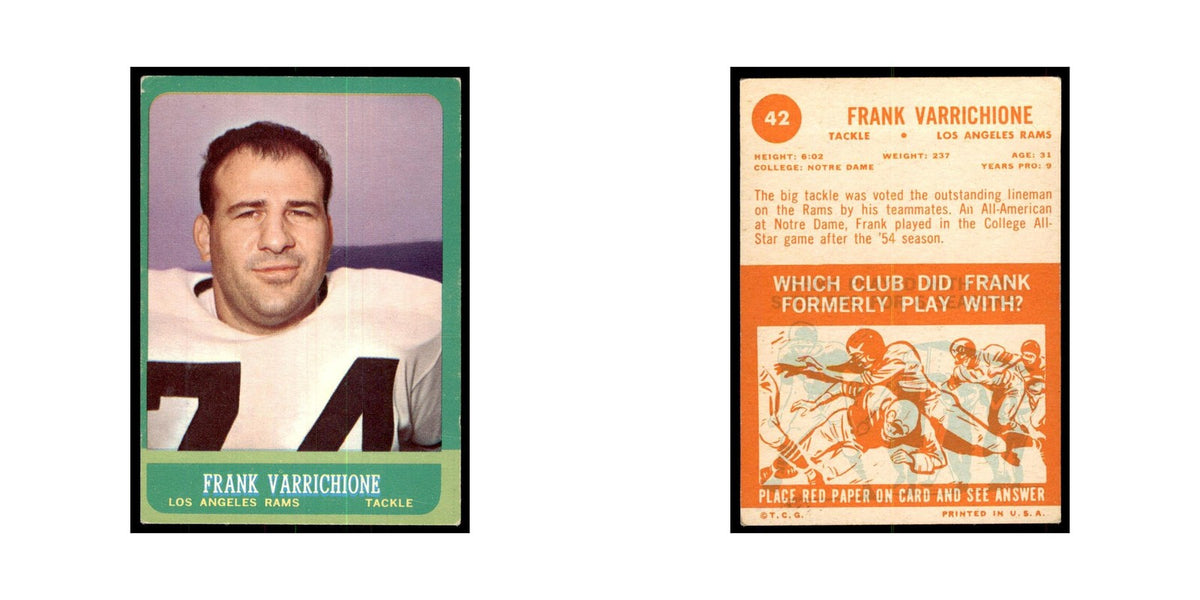 1963 Topps Frank Varrichione Football Cards #42
