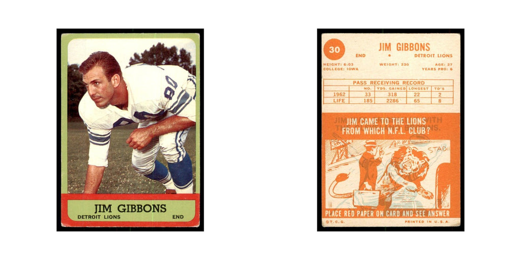 1963 Topps Jim Gibbons Football Cards #30