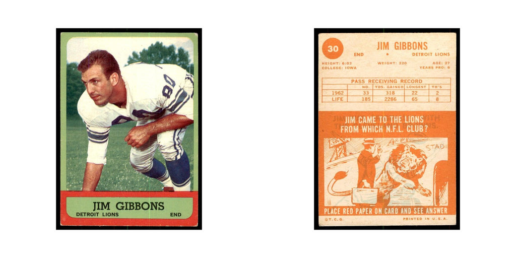 1963 Topps Jim Gibbons Football Cards #30