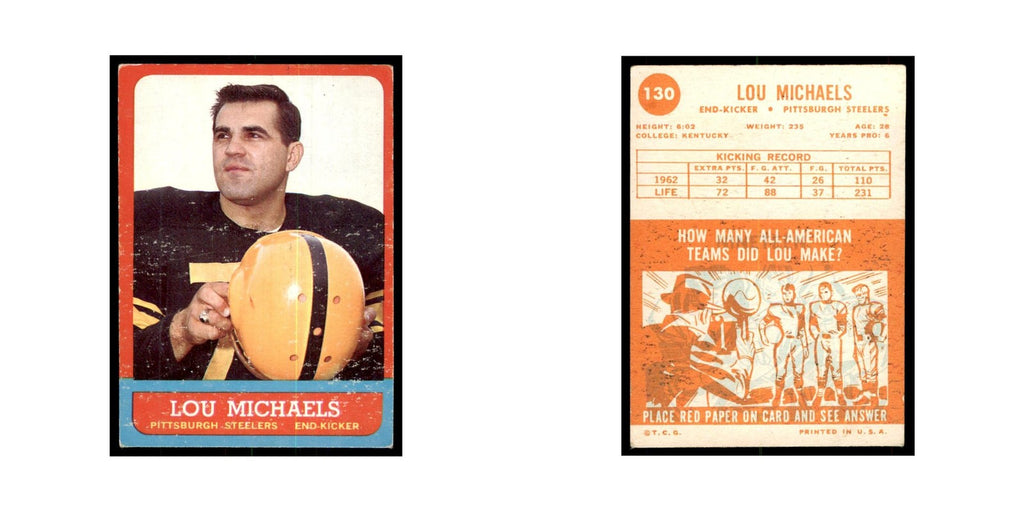 1963 Topps Lou Michaels Football Cards #130