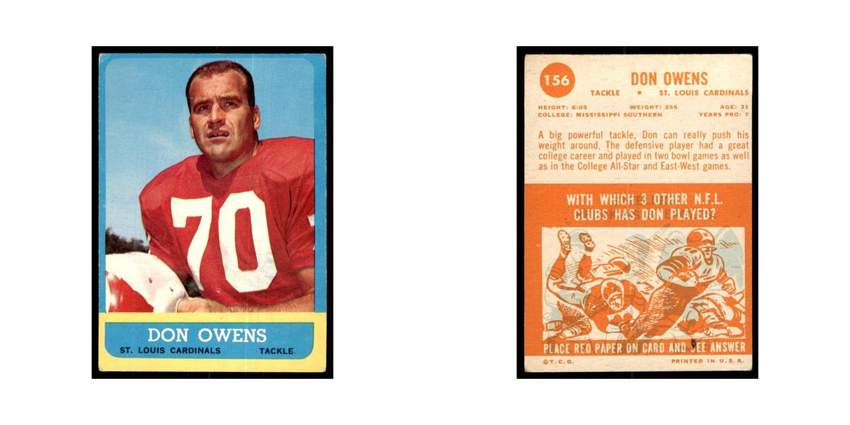 1963 Topps Don Owens Football Cards #156