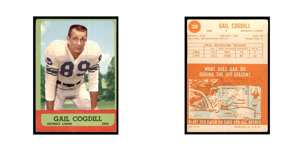 1963 Topps Gail Cogdill Football Cards #28