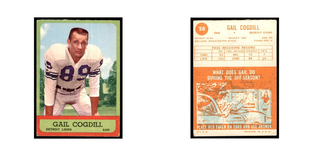 1963 Topps Gail Cogdill Football Cards #28