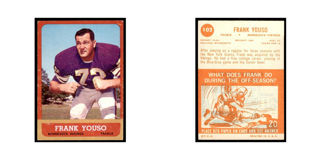 1963 Topps Frank Youso Football Cards #102