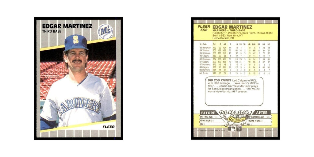 1989 Fleer Edgar Martinez Mariners #552