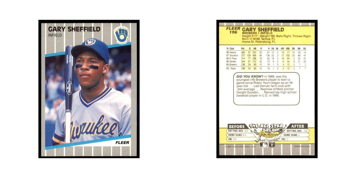 1989 Fleer Gary Sheffield RC Brewers #196