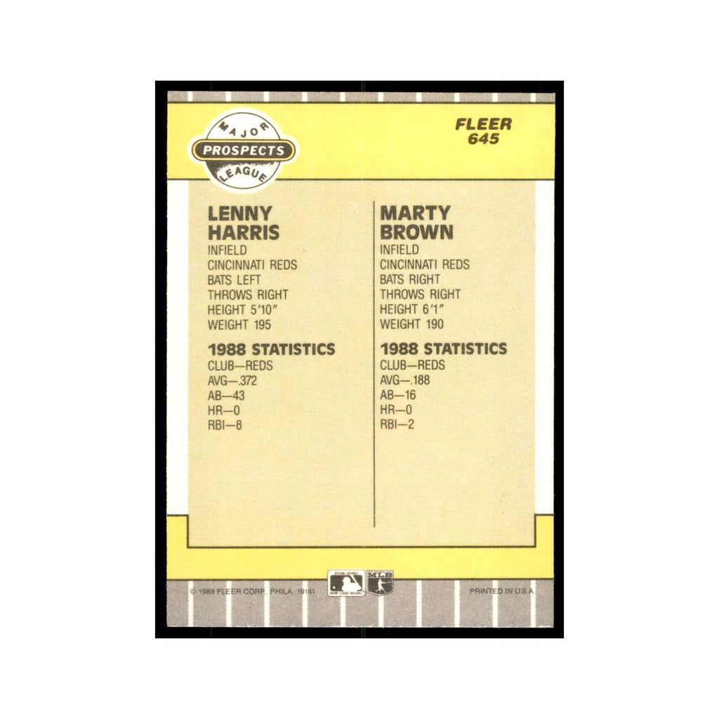 1989 Fleer Lenny Harris/Marty Brown RC #645