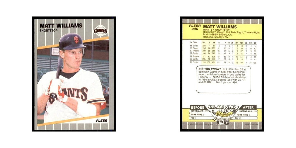 1989 Fleer Matt Williams Giants #346