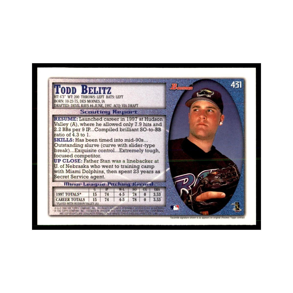 1998 Bowman Todd Belitz Baseball Cards #431