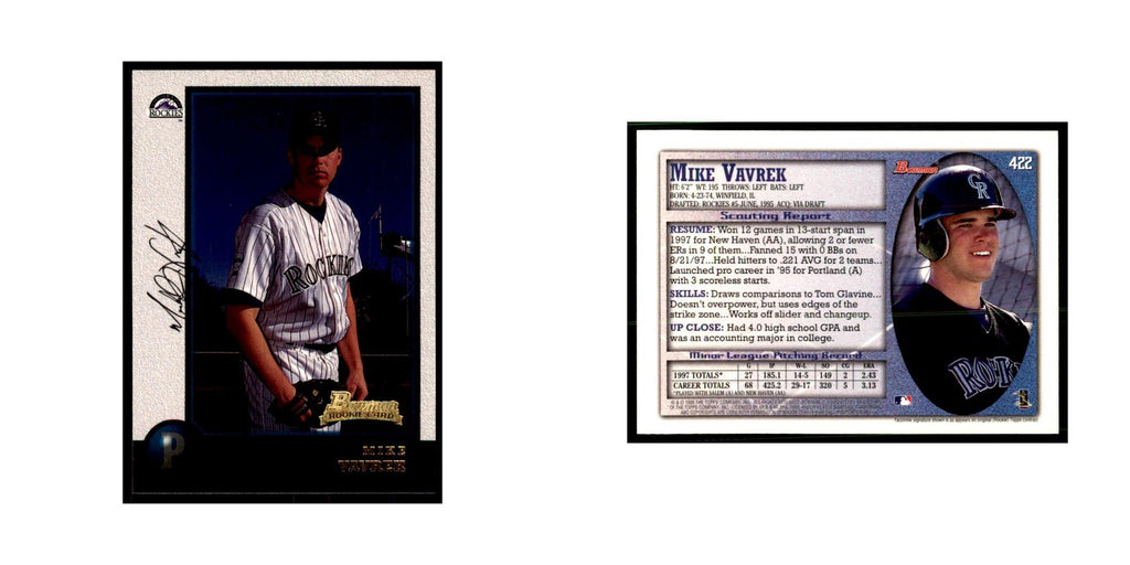 1998 Bowman Mike Vavrek Baseball Cards #422