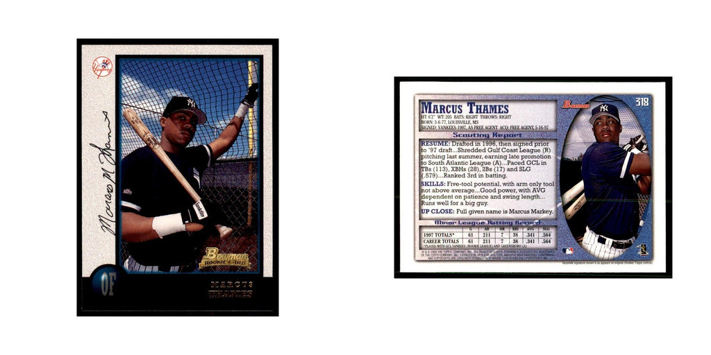 1998 Bowman Marcus Thames Baseball Cards #318