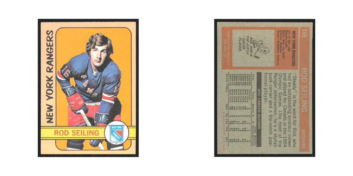 1972 Topps (damaged) Rod Seiling New York Rangers #149