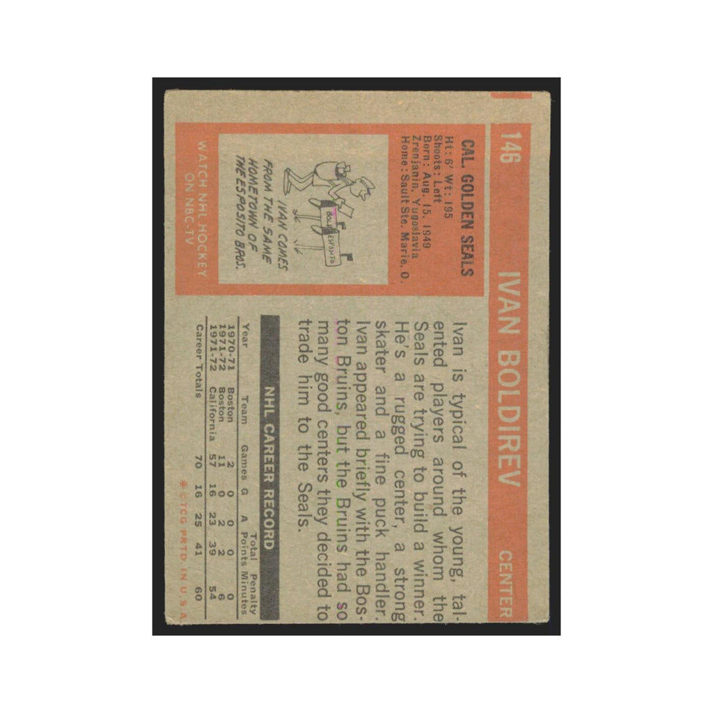 1972 Topps (damaged) Ivan Boldirev California Golden Seals #146
