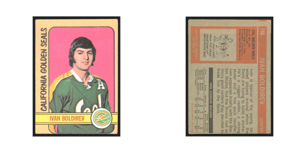 1972 Topps (damaged) Ivan Boldirev California Golden Seals #146