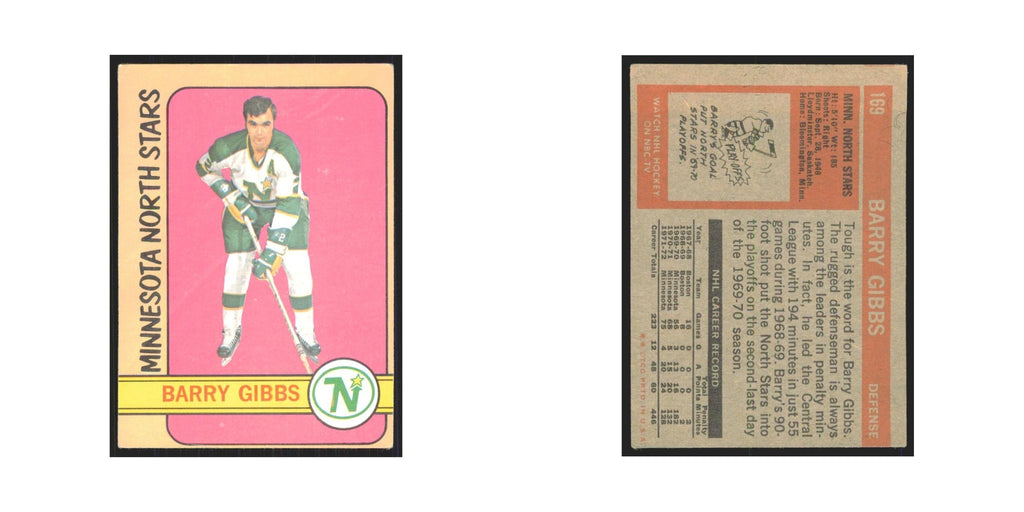 1972 Topps (damaged) Barry Gibbs Minnesota North Stars #169